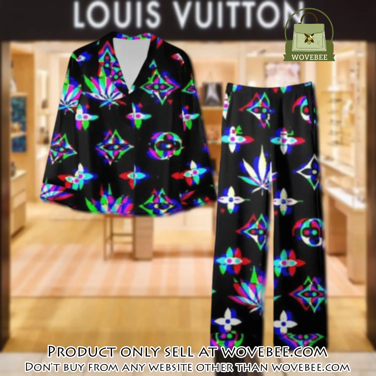 Trending luxury lv satin pajama set pjs1080 wvb1344847